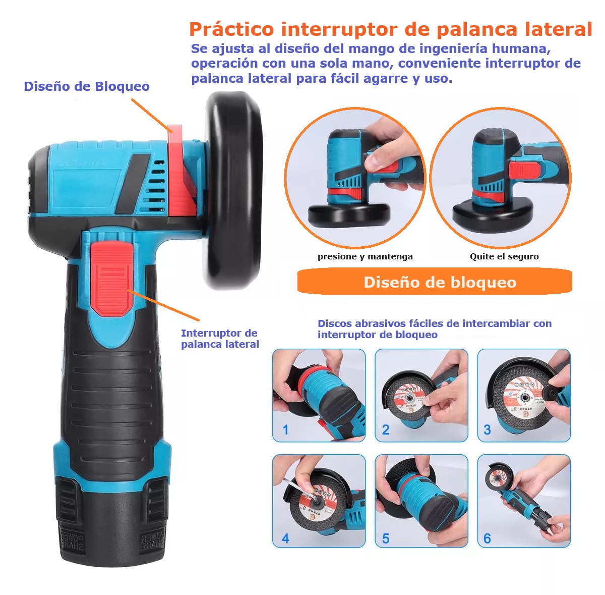 Miniatura 7 de Amoladora Angular Eléctrica 19500 Rpm